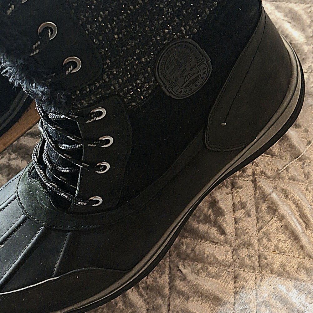 Lands End Womens 473076 Avalanche Snow Boot Black Suede Lace Up Faux Fur Trim 11 - Picture 5 of 12